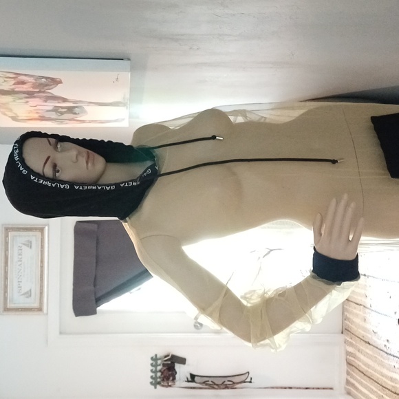 Ruben Galarreta long net sheer hoodie dress L Amazing - Picture 7 of 16